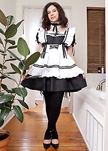 Sexy maid Kyra Unknown enjoys showing off her sexy body, but she can't wait to start playing with her cock! Watch her stroking it until she cums