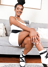 FreakofdaweekK is a slim black tgirl with small boobs and puffy nipples. Great looks, a bubbilicious butt, a sweet hole and a hard cock!